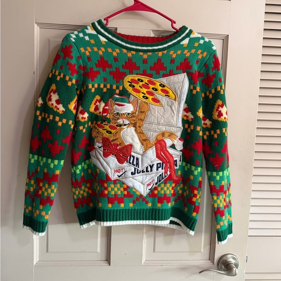 Other - Boys Ugly Christmas Sweater Cats And Pizza - Small Hole See Pic Size M